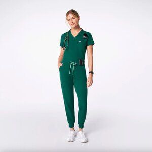 Figs Green Catarina Short Sleeve Top + Zamora Tall Jogger Bottoms Scrubs Set